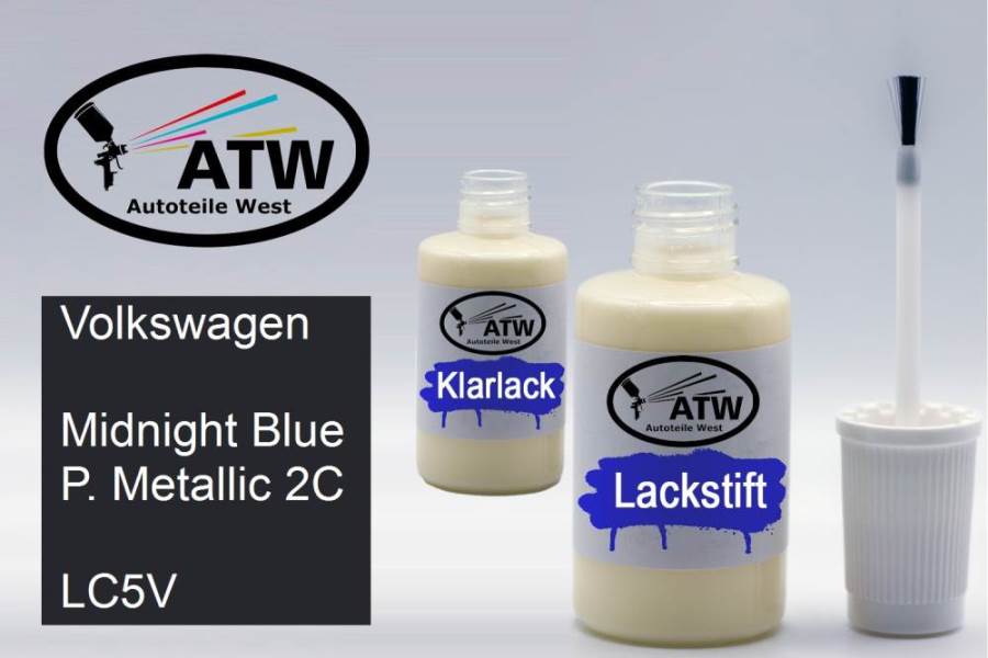 Volkswagen, Midnight Blue P. Metallic 2C, LC5V: 20ml Lackstift + 20ml Klarlack - Set, von ATW Autoteile West.